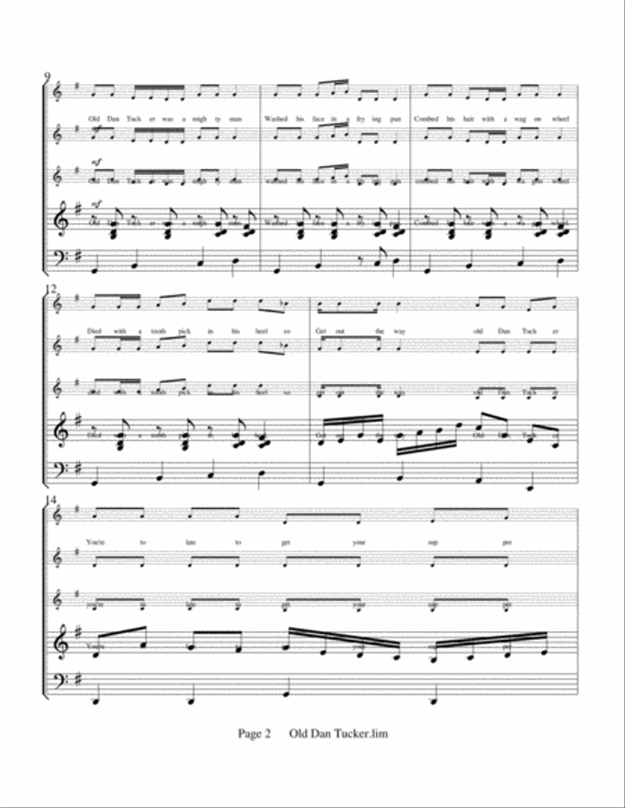 Old Dan Tucker SSA scores gallery preview page 2