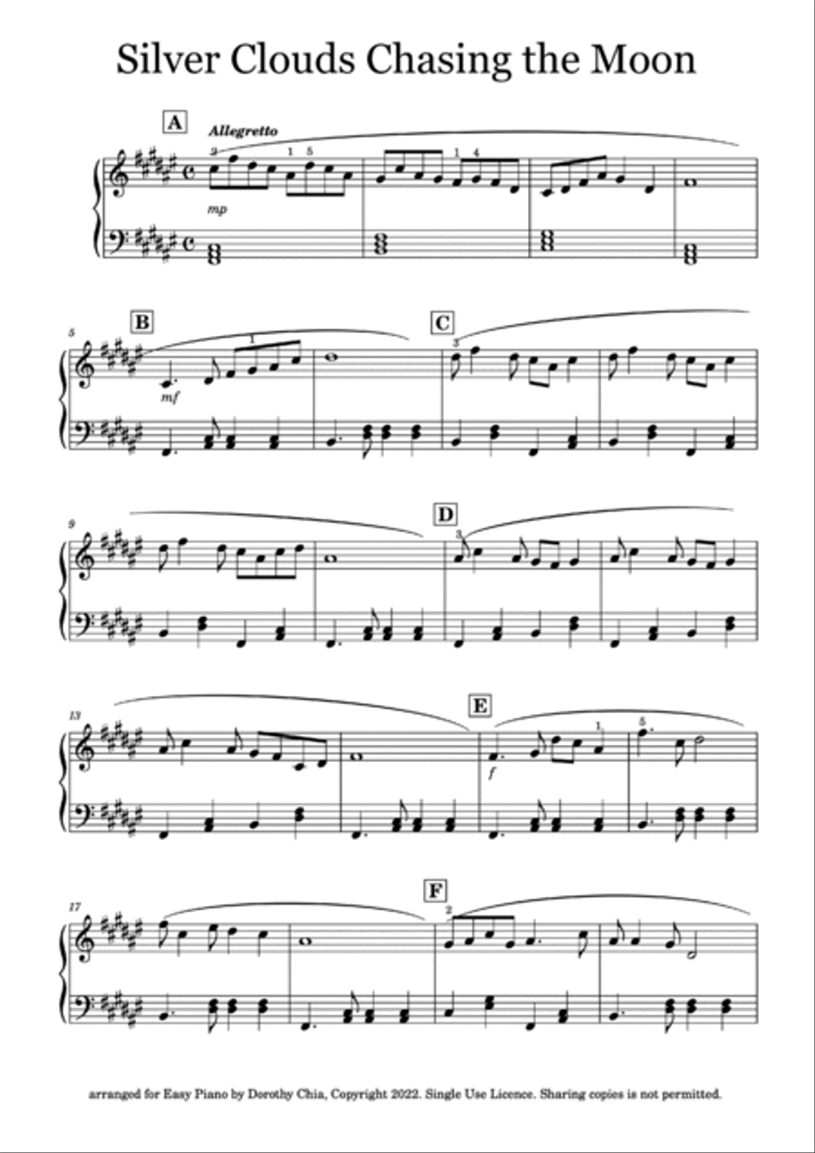 Silver Clouds Chasing The Moon Piano Solo scores gallery preview page 2