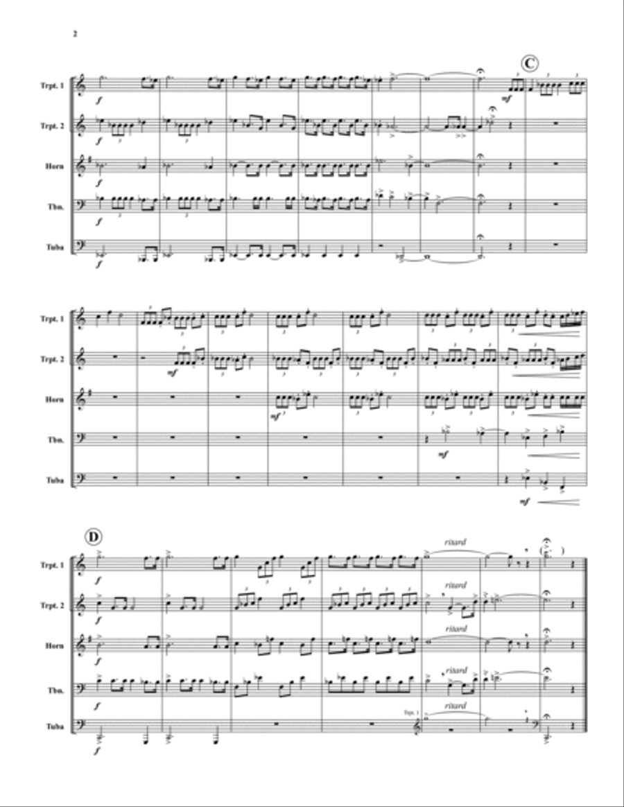Fanfare for a New Beginning Brass Quintet scores gallery preview page 2