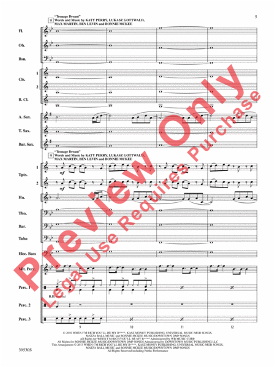 Teenage Dream / Super Bass Concert Band scores gallery preview page 6
