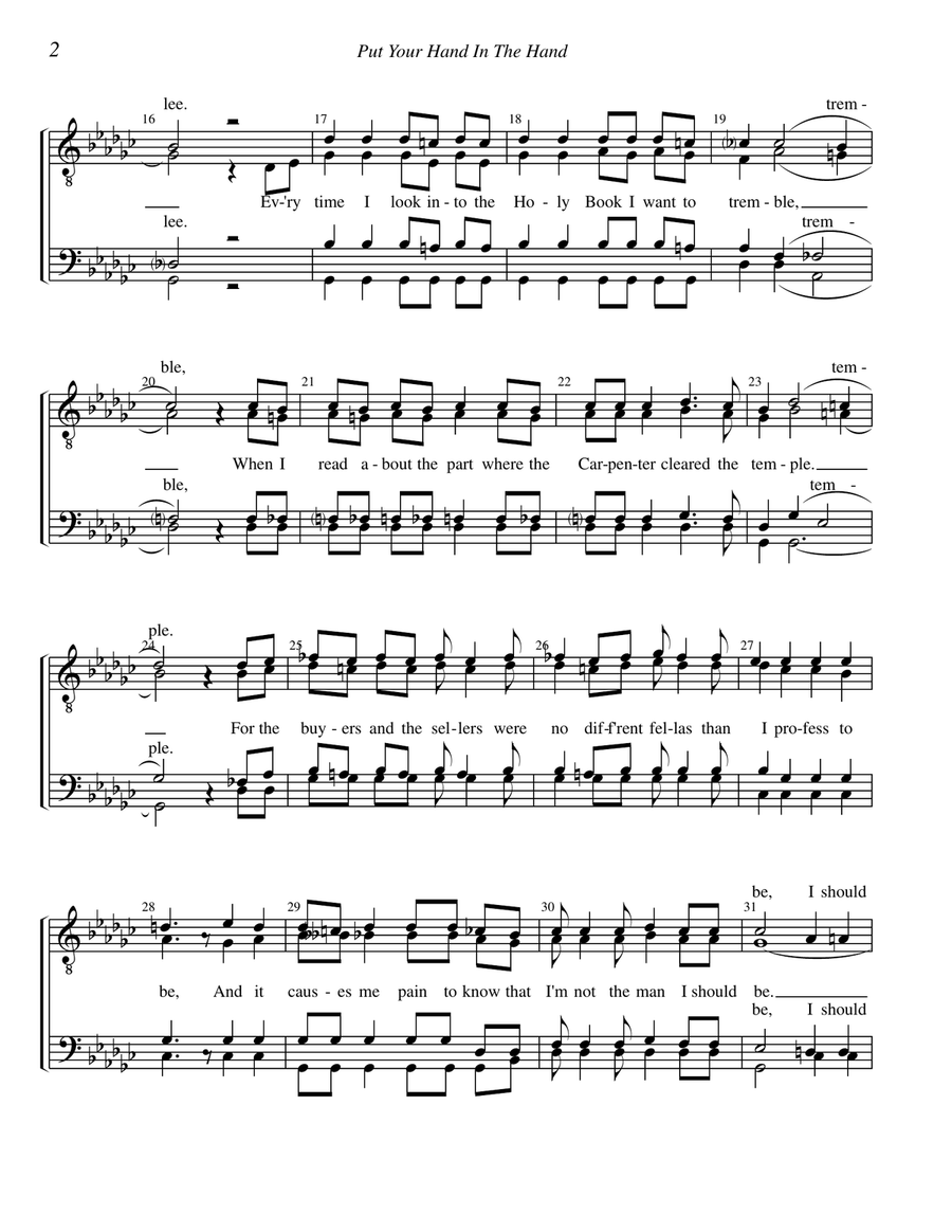 Put Your Hand In The Hand TTBB scores gallery preview page 2