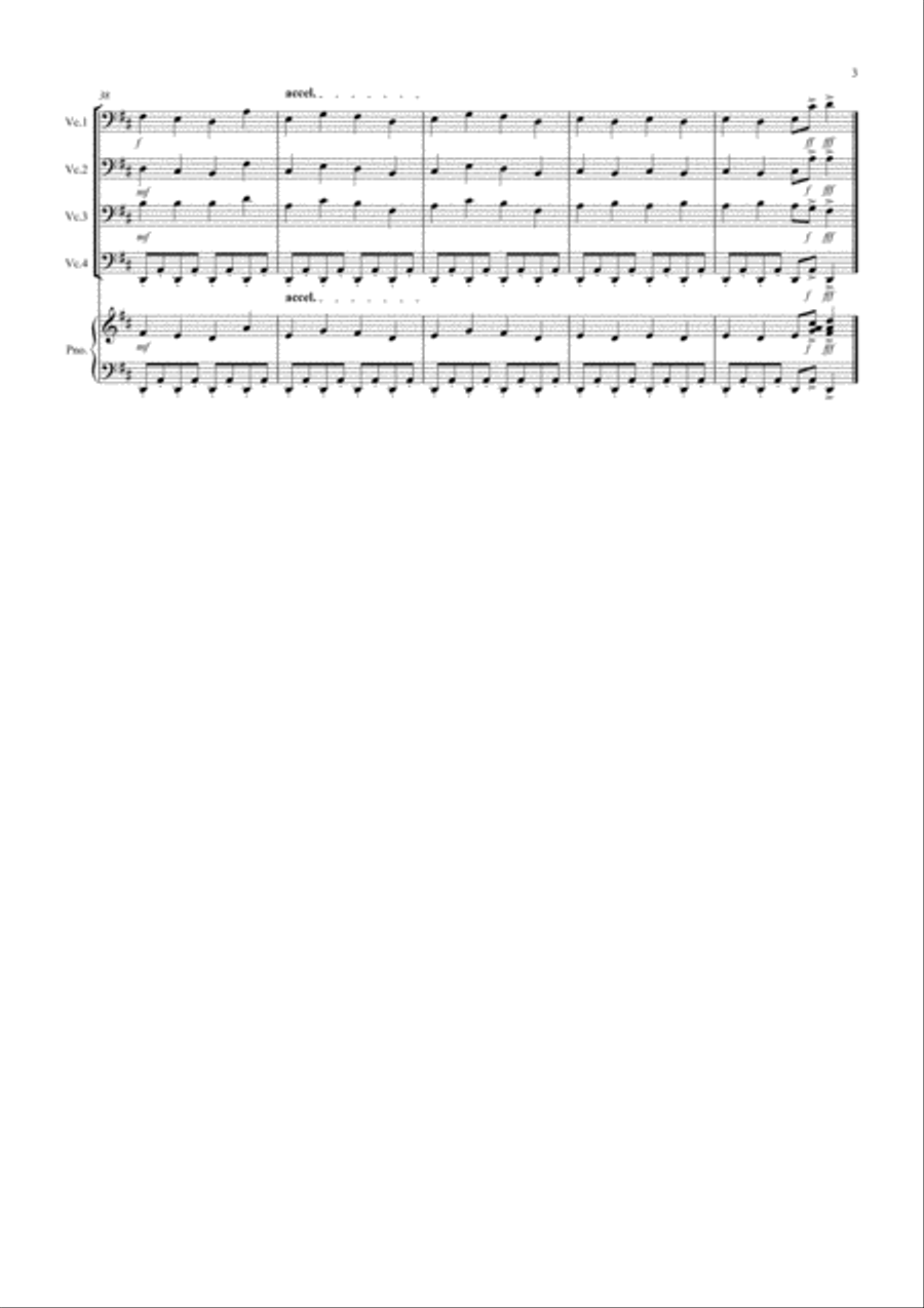 Trepak (Fantasia from Nutcracker) for Cello Quartet Cello scores gallery preview page 3