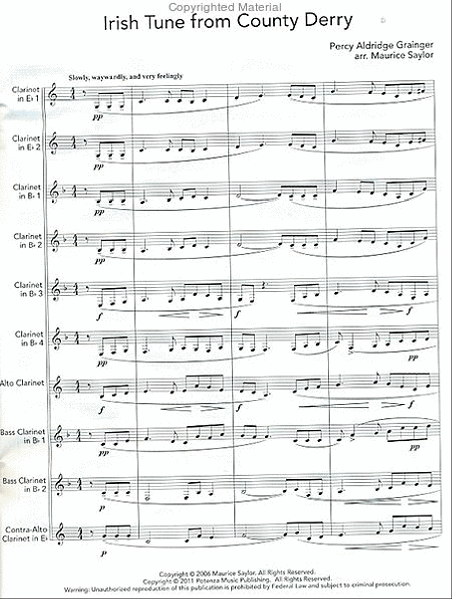 Irish Tune from County Derry Clarinet Choir scores gallery preview page 2