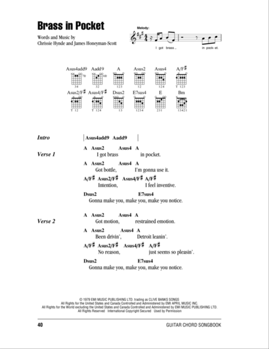 Brass In Pocket Acoustic Guitar scores gallery preview page 1
