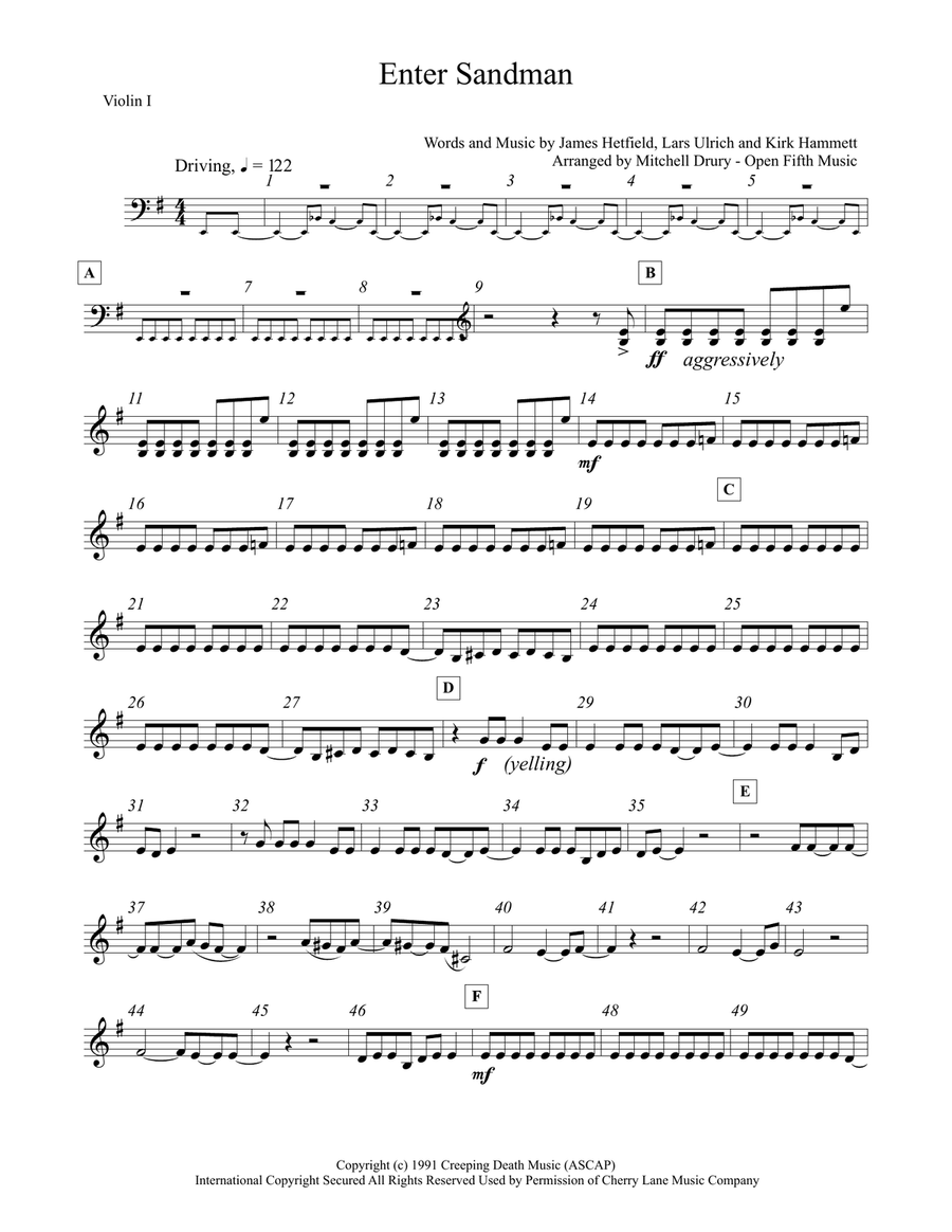 Enter Sandman Enter Sandman String Quartet scores gallery preview page 1