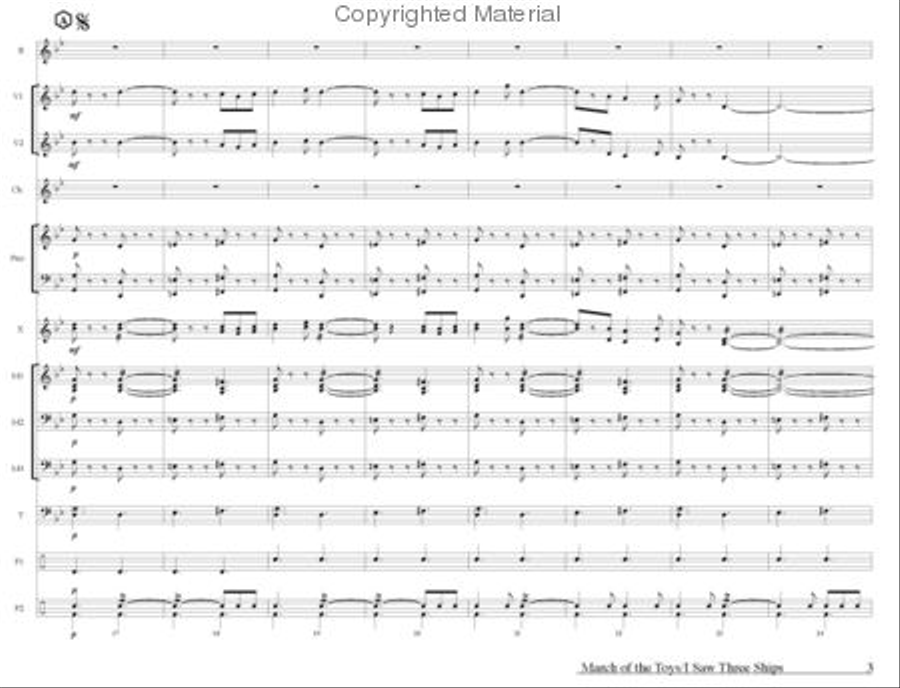 March of the Toys/I Saw Three Ships Percussion Ensemble scores gallery preview page 4