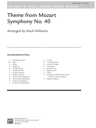 Book cover for Theme from Mozart Symphony No. 40: Score