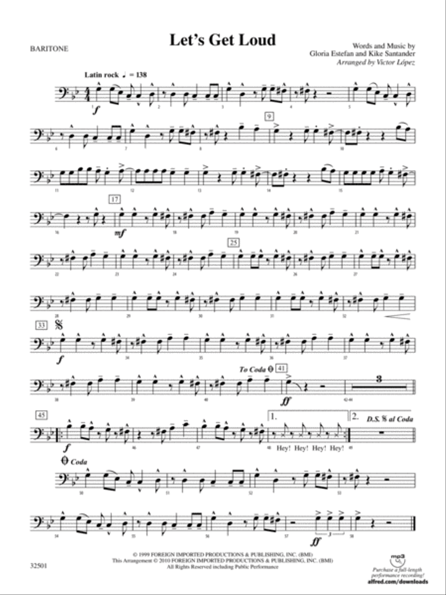 Let's Get Loud: Baritone B.C. Concert Band scores gallery preview page 1