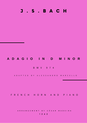 Book cover for Adagio (BWV 974) - French Horn and Piano (Full Score and Parts)