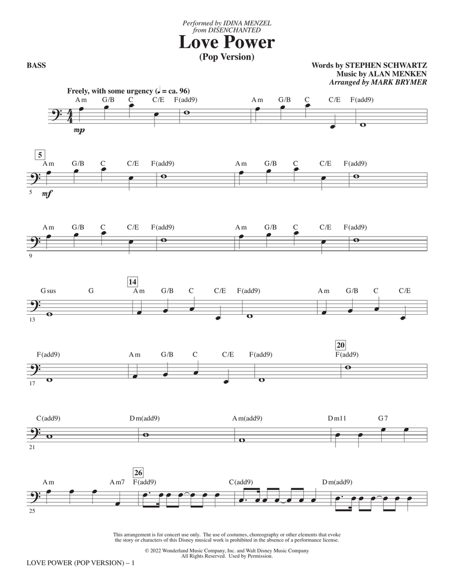 Love Power (from Disenchanted) (arr. Mark Brymer) - Bass by Idina Menzel Choir - Digital Sheet Music