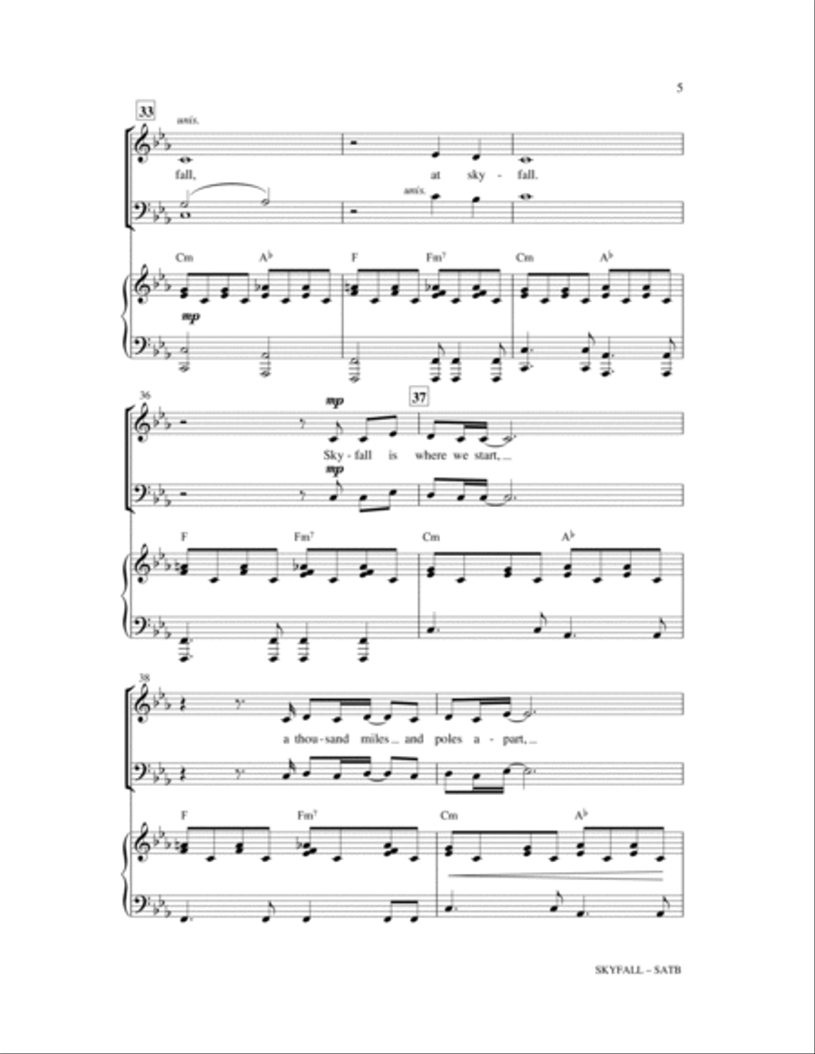 Skyfall (arr. Paul Langford) 4-Part scores gallery preview page 5