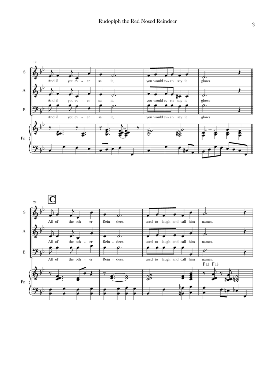 Rudolph The Red-Nosed Reindeer 3-Part scores gallery preview page 3