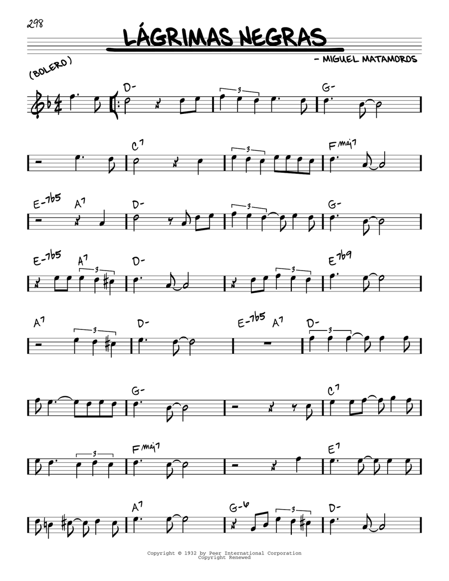 Lagrimas Negras Piano scores gallery preview page 1