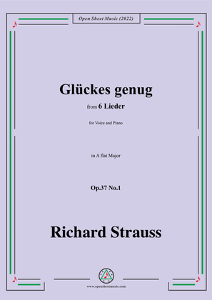 Richard Strauss-Glückes genug,in A flat Major,Op.37 No.1