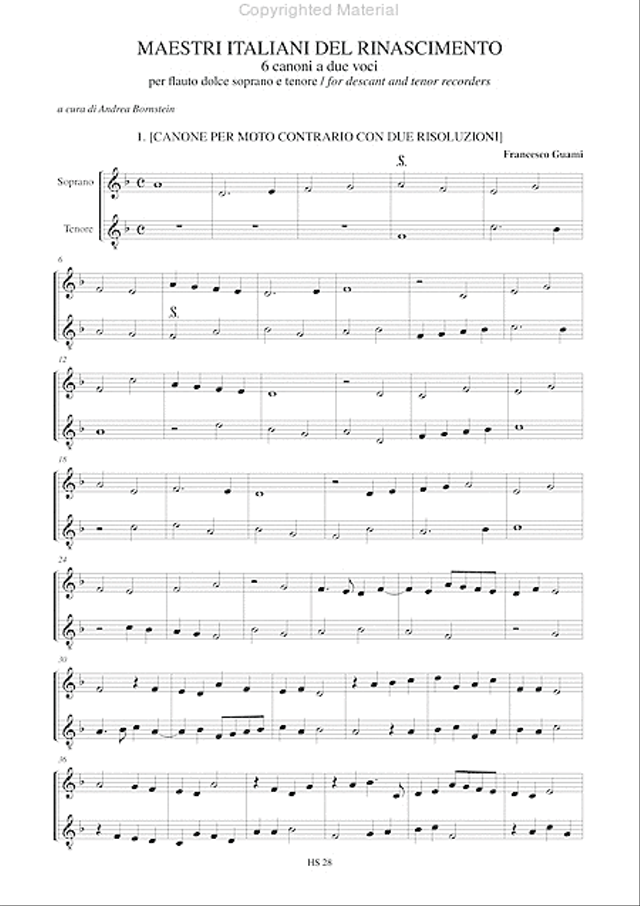 6 two-part Canons for Descant and Tenor Recorders Tenor Recorder scores gallery preview page 2