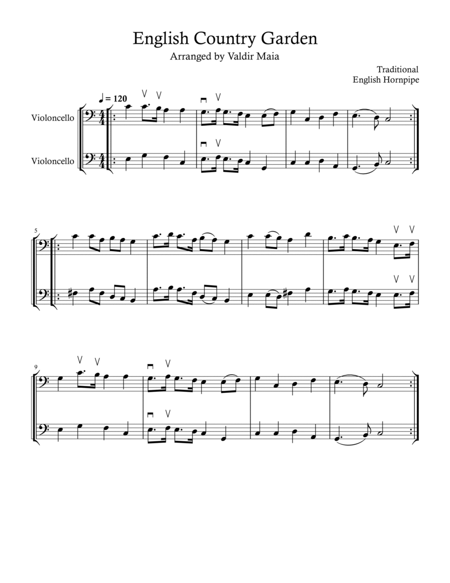 English Country Garden - Cello Duo String Duet scores gallery preview page 1