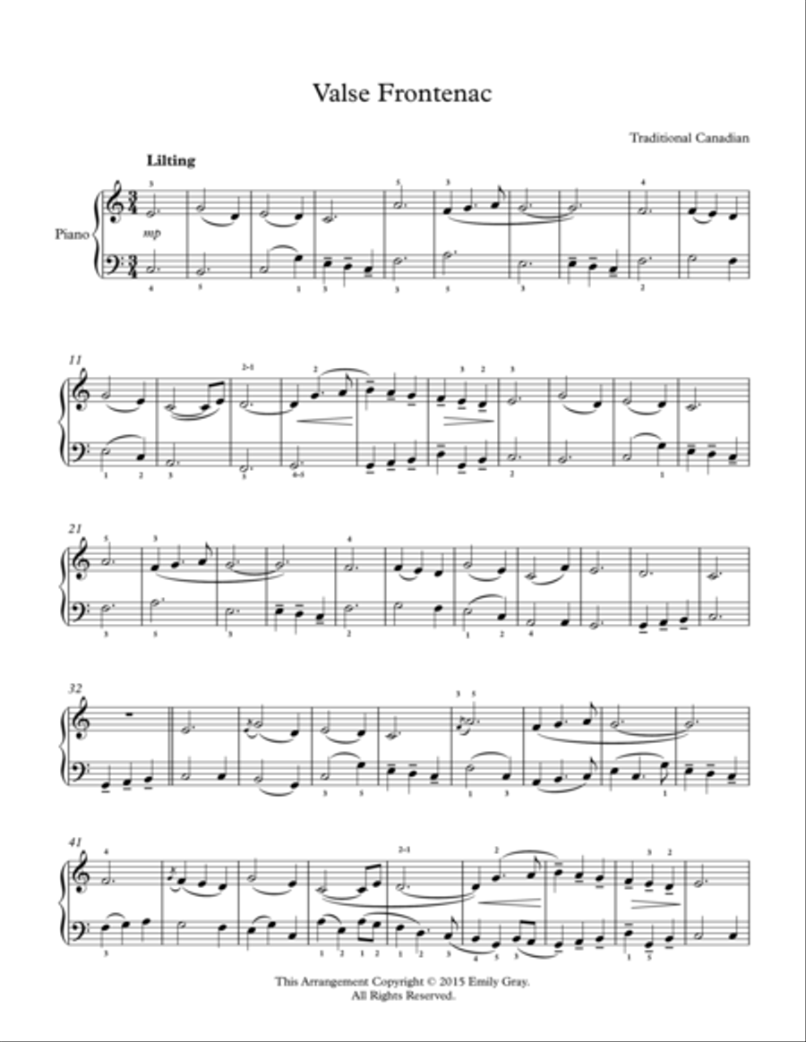 Valse Frontenac Easy Piano scores gallery preview page 1