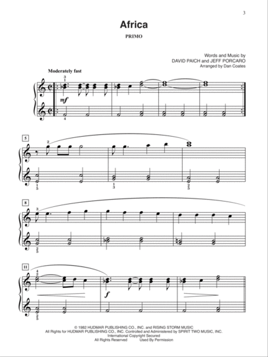Dan Coates Popular Piano Library -- Duets of Classic Rock Small Ensemble scores gallery preview page 3