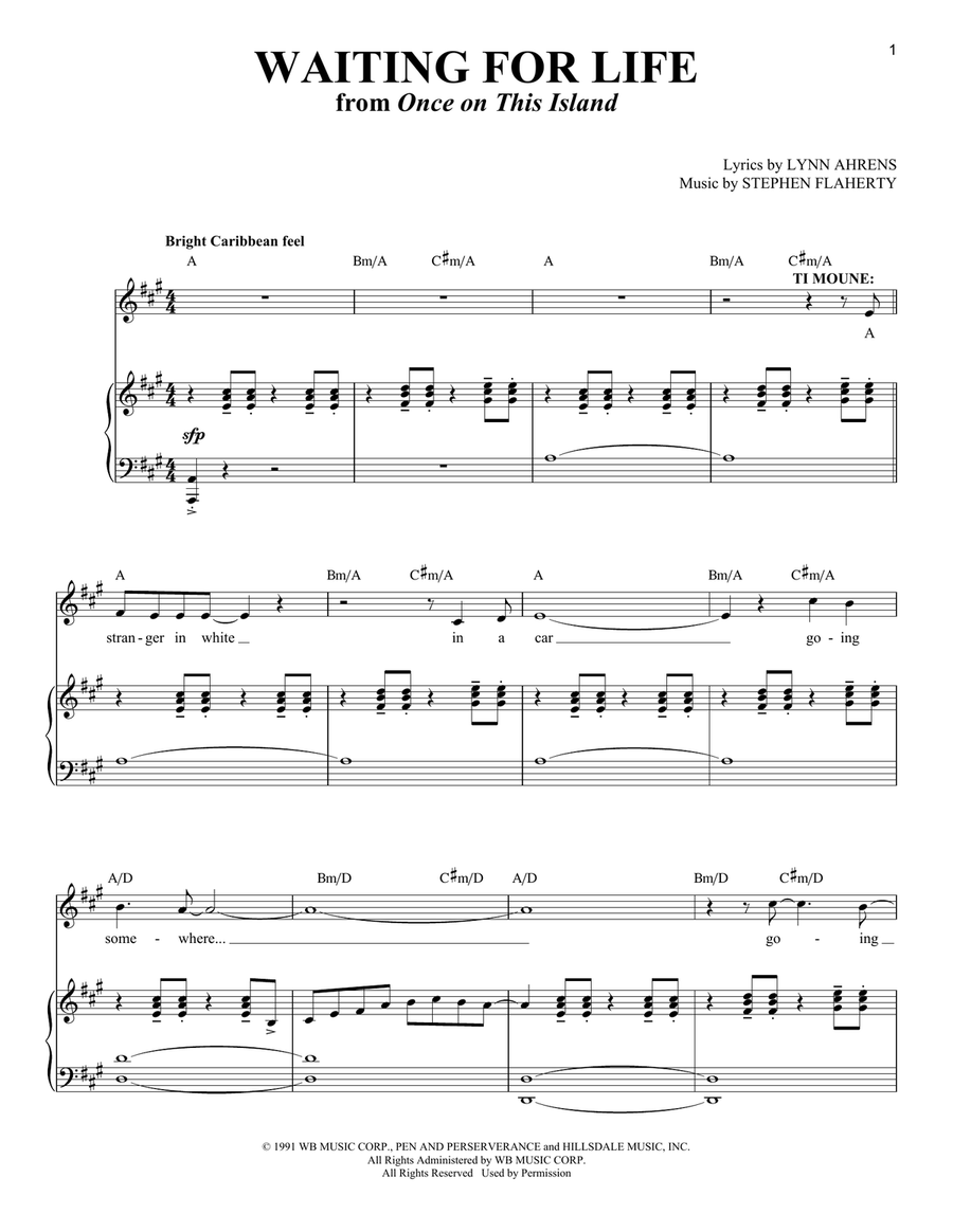 Waiting For Life (from Once On This Island) Mezzo-Soprano Voice scores gallery preview page 1