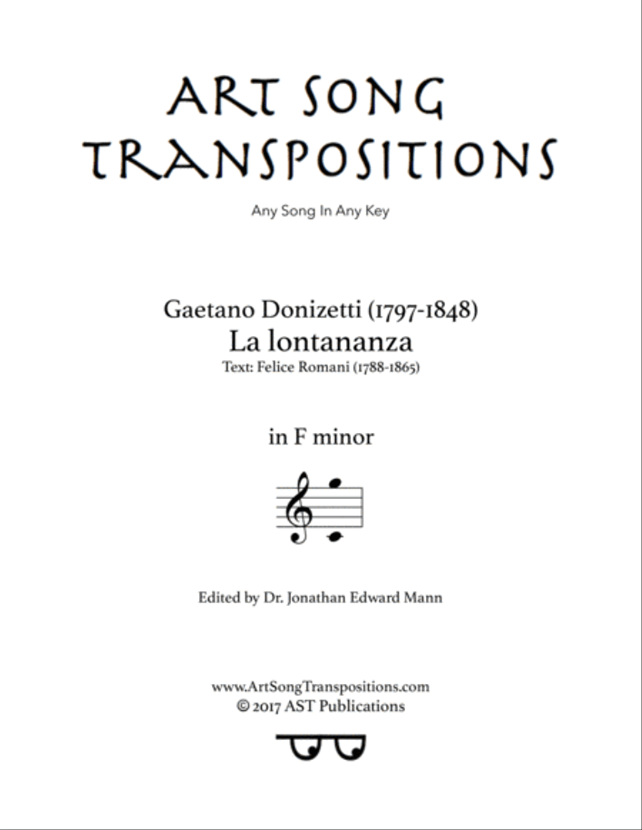 DONIZETTI: La lontananza (transposed to F minor) Voice scores gallery preview page 1