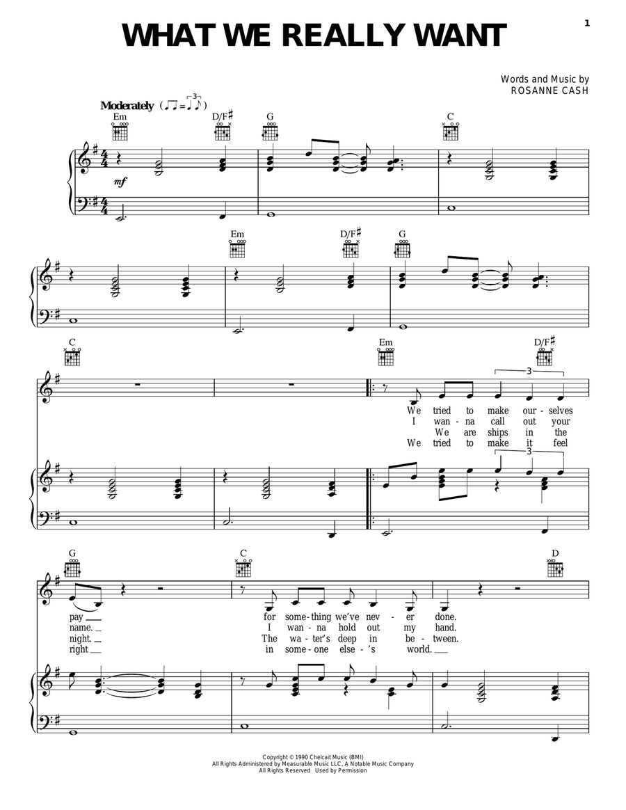 What We Really Want Piano, Vocal, Guitar scores gallery preview page 1