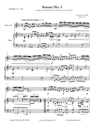 Book cover for Vivaldi: Sonata No. 1 for French Horn & Piano