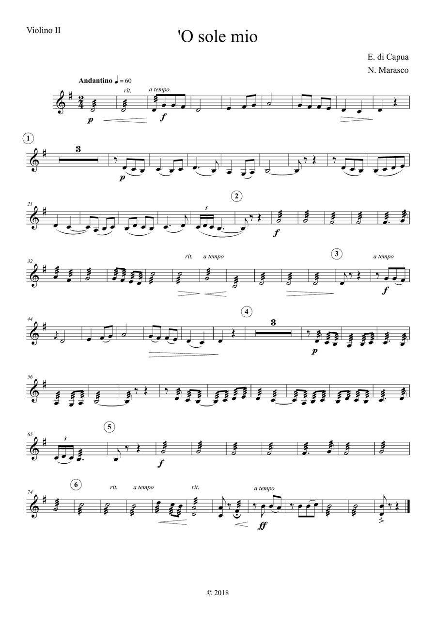 'O sole mio - Orchestral parts set Chamber Orchestra scores gallery preview page 2