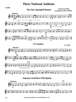 Three National Anthems (Star Spangled Banner, O Canada!, America/God Save the Queen): 1st F Horn