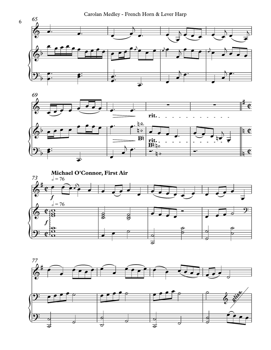 Carolan Medley, Duet for Horn in F & Lever Harp