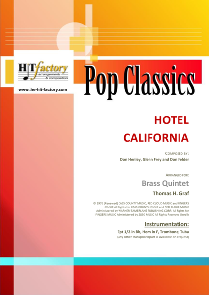 Hotel California - Eagles Classic - Brass Quintet image number null