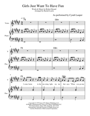 Book cover for Cyndi Lauper- Girls Just Want to Have Fun Intermediate Piano
