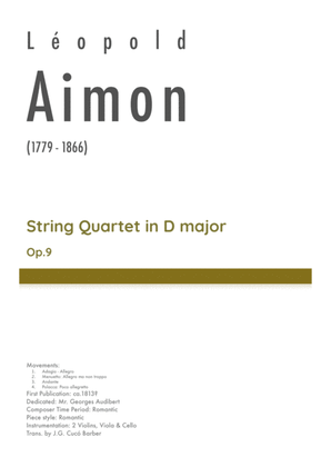 Book cover for Aimon - String Quartet in D major, Op.9