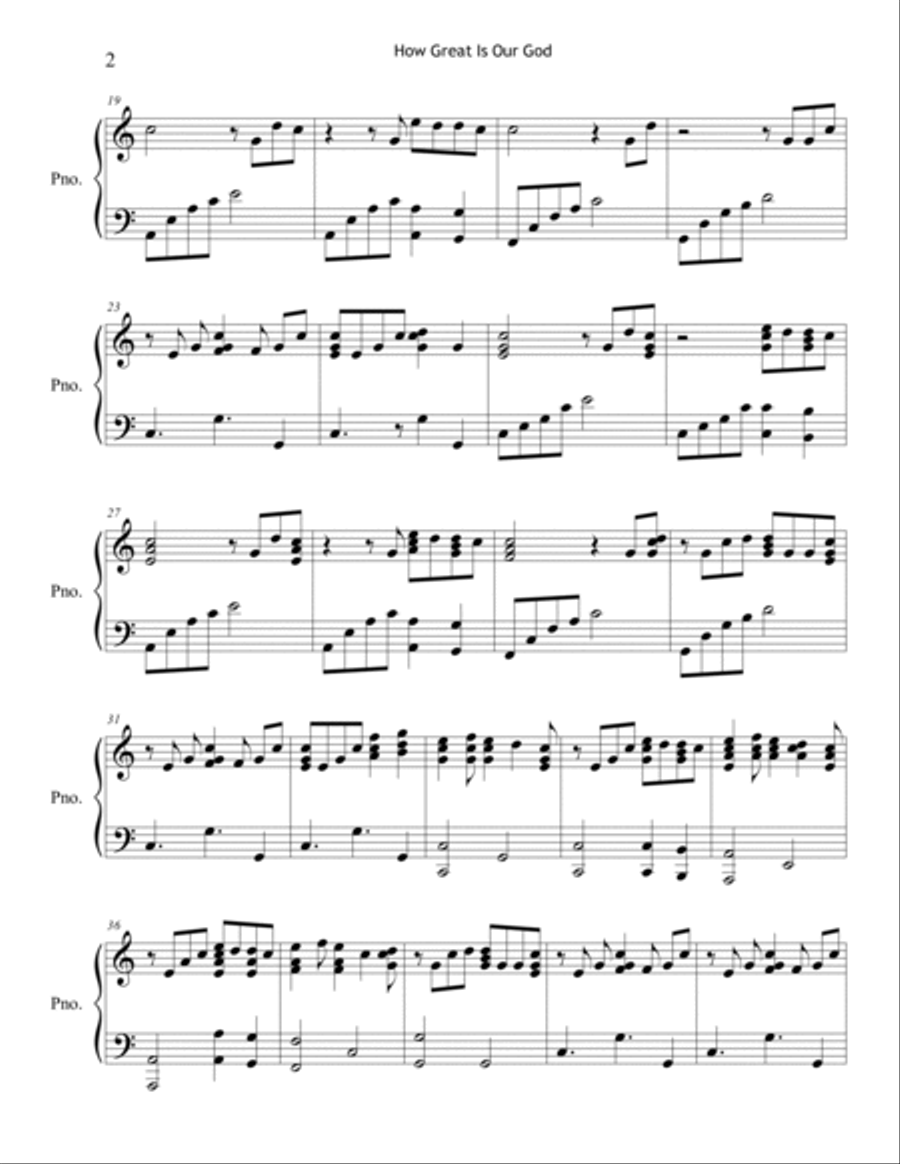 How Great Is Our God Piano Solo scores gallery preview page 2