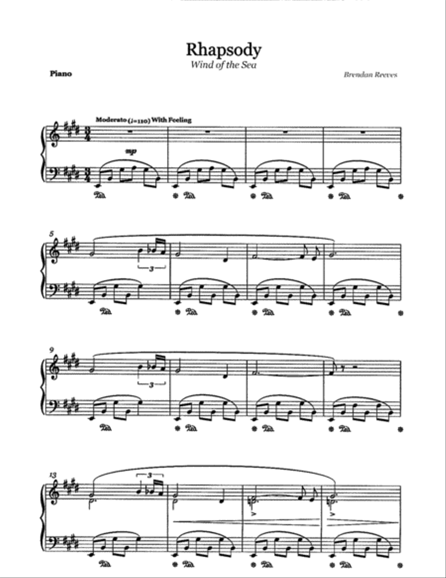 Rhapsody - Wind of the Sea Piano Solo scores gallery preview page 1