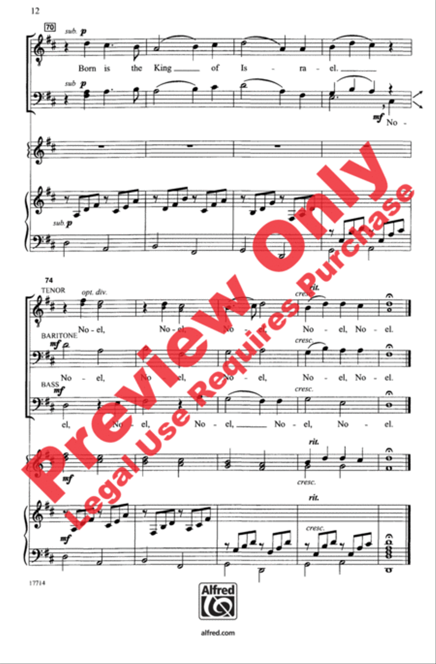 The First Noel / Pachelbel's Canon Men's Choir scores gallery preview page 12