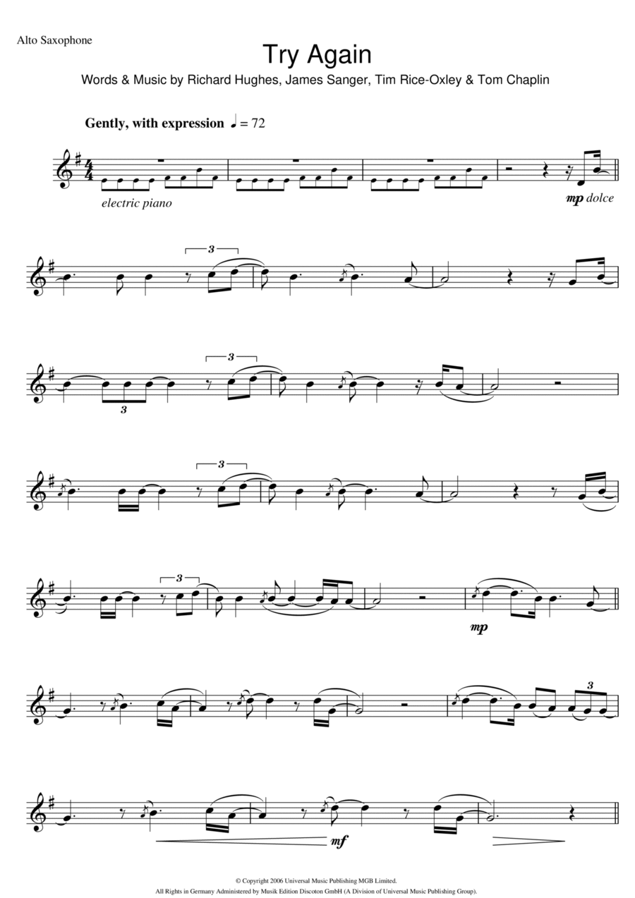 Try Again Try Again Piano scores gallery preview page 1