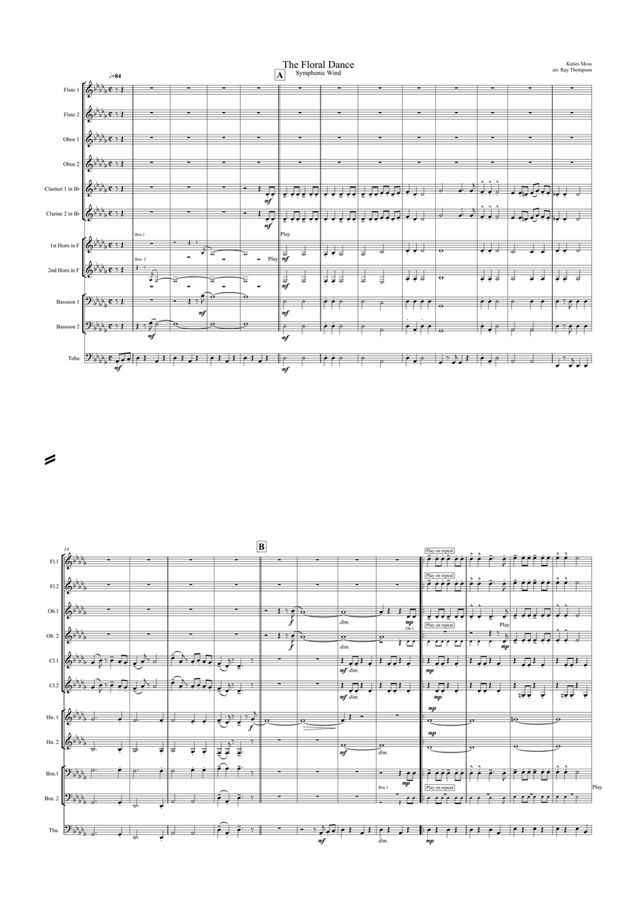 Moss: The Floral Dance - symphonic wind School and Community scores gallery preview page 1