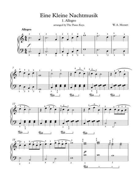 Eine Kleine Nachtmusik (Allegro) Easy Piano
