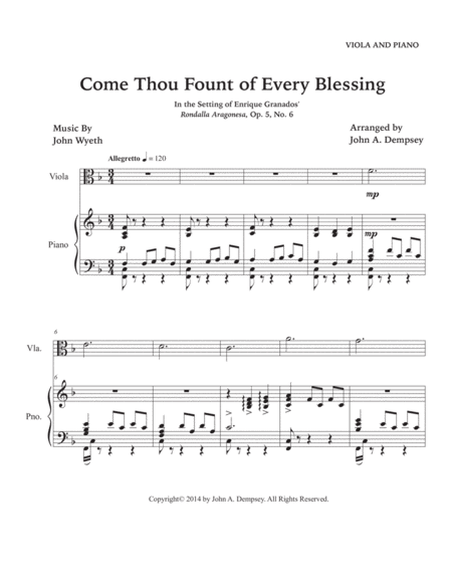 Come Thou Fount of Every Blessing (Viola and Piano) image number null