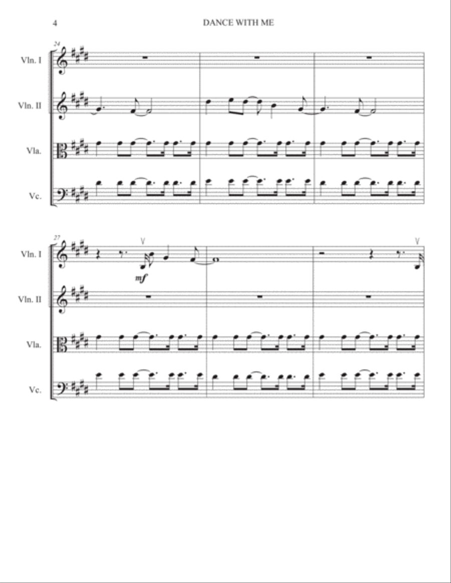 Dance With Me String Quartet scores gallery preview page 4