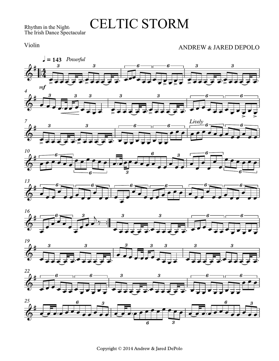 Rhythm in the Night - Celtic Storm - Violin Violin Solo scores gallery preview page 1