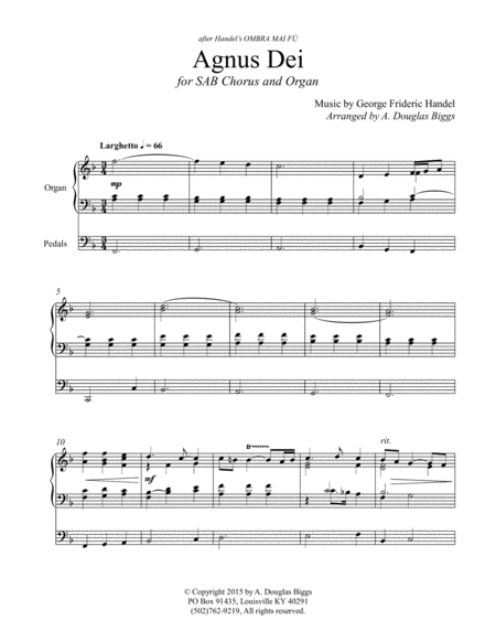 Agnus Dei for SAB Chorus and Organ image number null