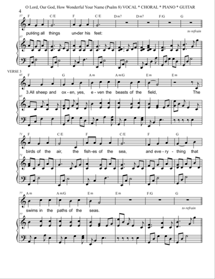 O Lord, Our God, How Wonderful Your Name (Psalm 8) Choir scores gallery preview page 4
