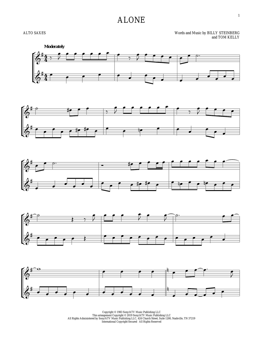 Alone Woodwind Duet scores gallery preview page 1