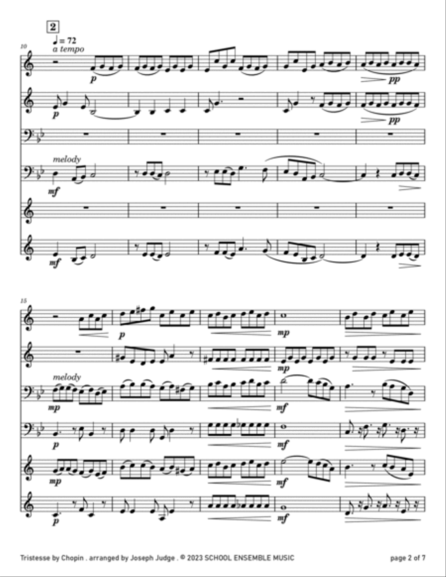 Tristesse by Chopin for Brass Quartet in Schools Brass Quartet scores gallery preview page 2