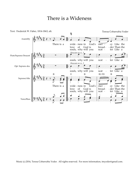There is a Wideness - A New Melody with SATB and descant (Institutional pricing which allows for unl image number null