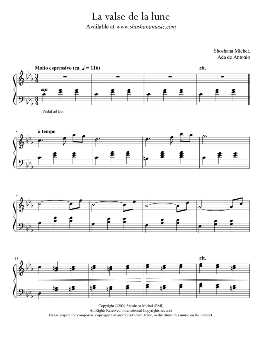 La valse de la lune Piano Solo scores gallery preview page 1