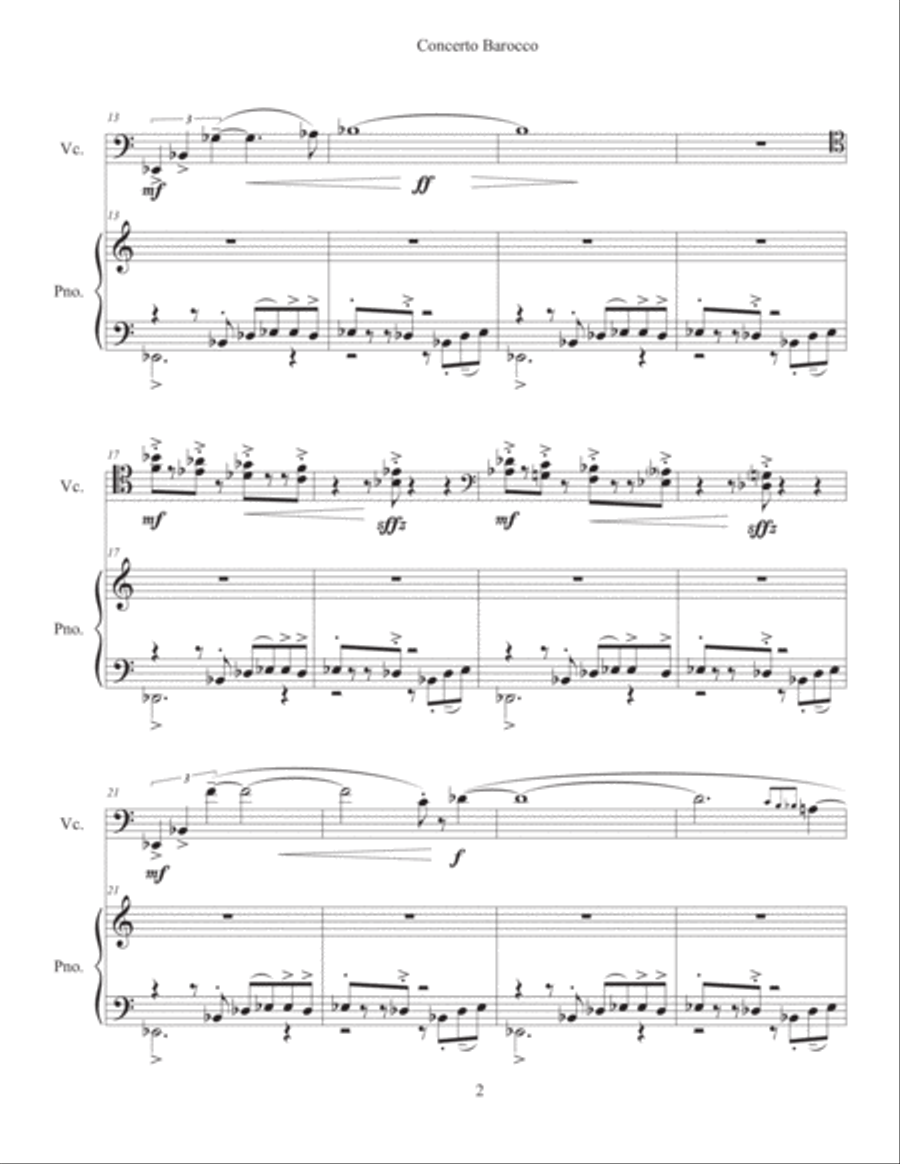 Concerto Barocco (2017) for cello and piano Piano scores gallery preview page 4