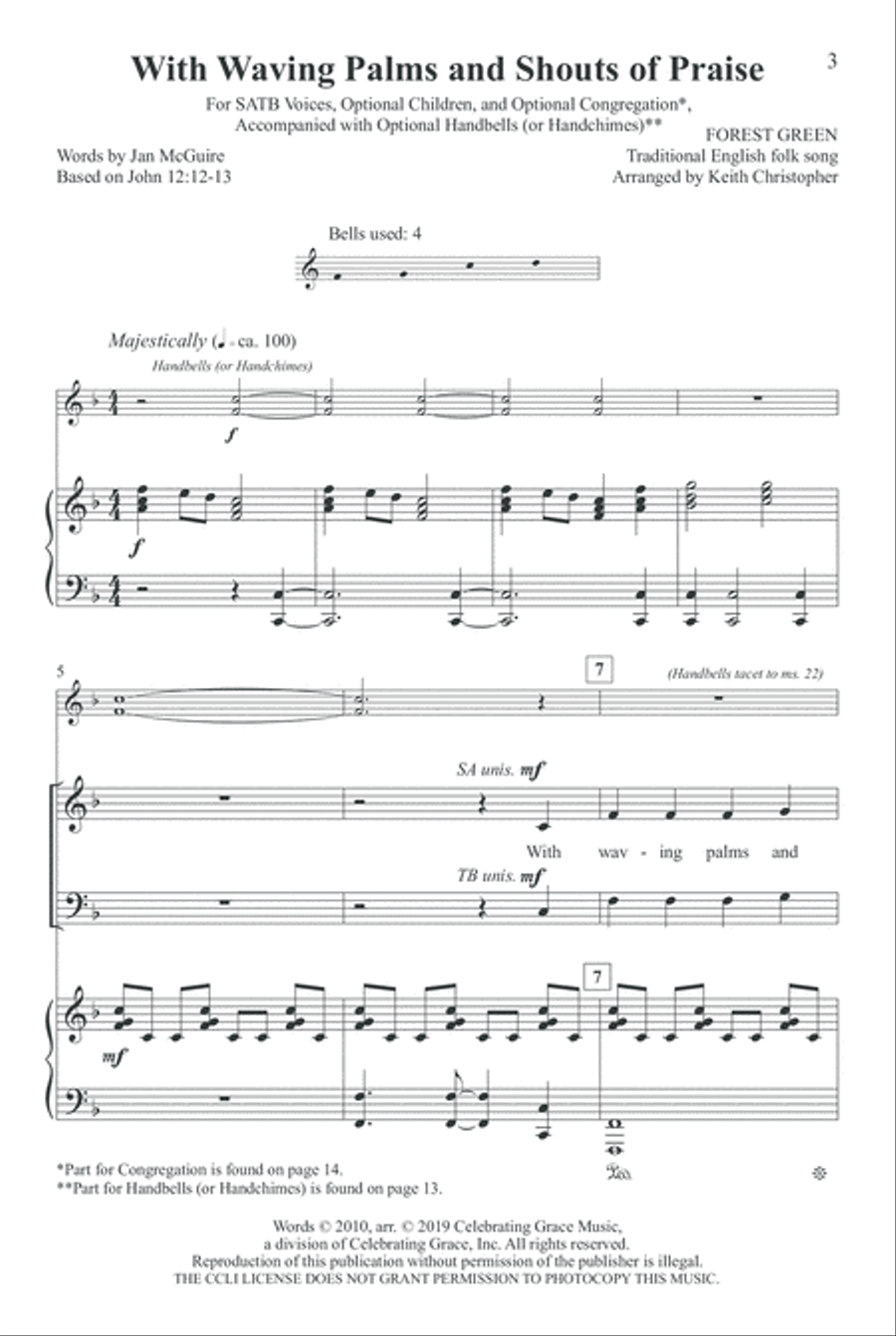 With Waving Palms and Shouts of Praise 4-Part scores gallery preview page 3