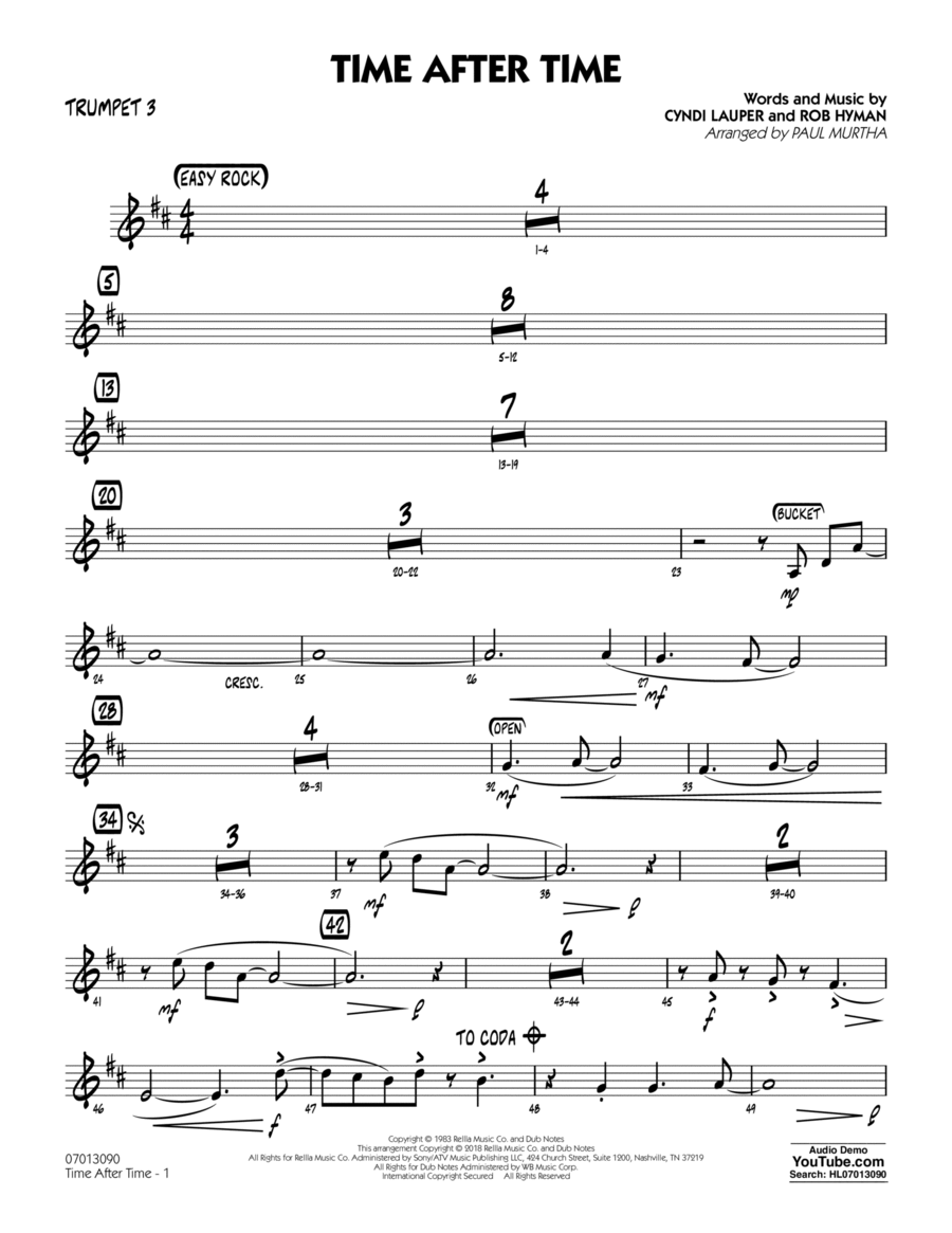 Time After Time - Trumpet 3 Trumpet scores gallery preview page 1